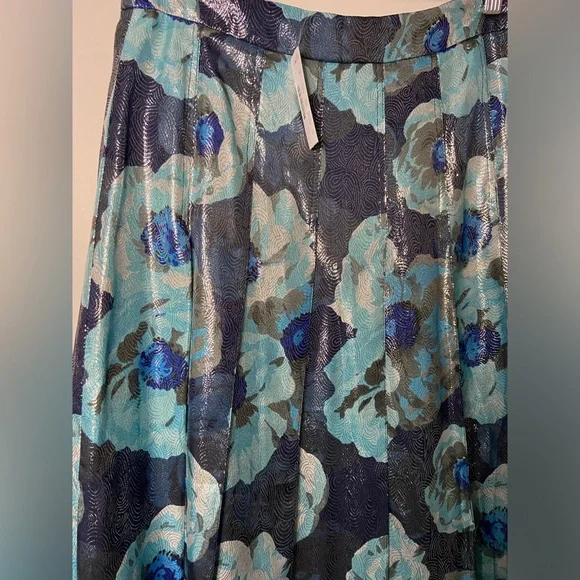 J Crew Floral Metallic Midi Skirt Size 4 NWT! - Picture 1 of 6